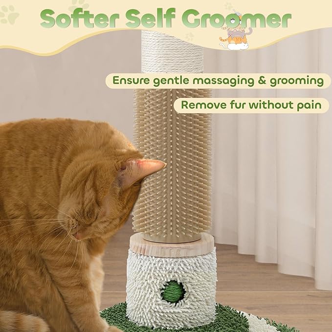 EMUST 40.2" Scratching Posts for Indoor Cats Adults, Cat Scratching Post with Nature Sisal Rope and Interactive Ball, Monstera Cat Scratch Post with Sturdy Base