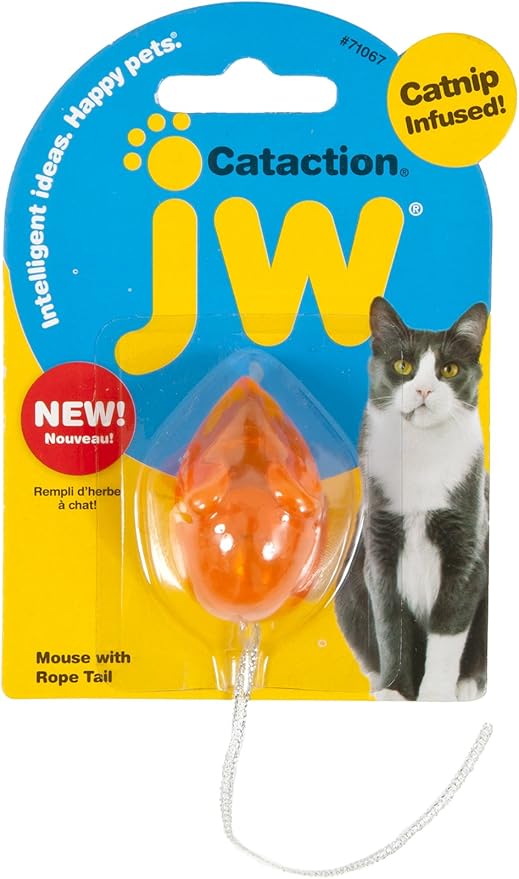 JW Petmate Cataction Mouse with Bell & Tail Toy, Multicolor