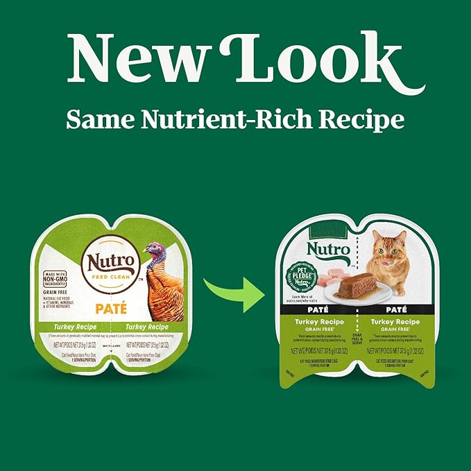 Nutro Perfect Portions Wet Cat Food Paté Turkey Recipe, (24) 2.64 oz. Twin-Pack Trays