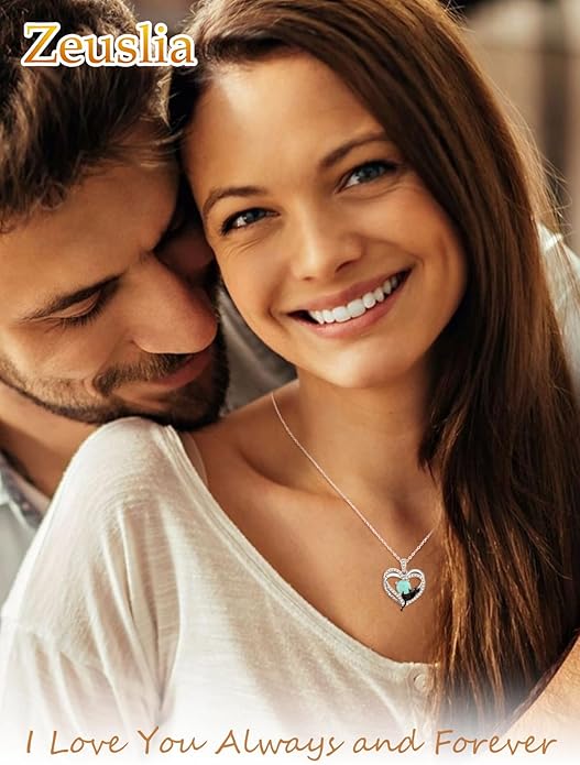 Birthstone Cat Necklaces,925 Sterling Silver Cat Necklace Heart Pendant for Women,Dainty Animal Jewelry for Her,Wedding Anniversary Birthday Gifts for Women Mom Grandma