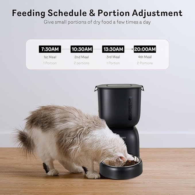 Automatic Pet Food Dispenser and Water Fountain Set - 3L Timed Feeder 1-4 Meals Portion Control for Cat & Small Dog | Auto Cat Feeder Freshness and Safety Dry Food with 10S Voice Record