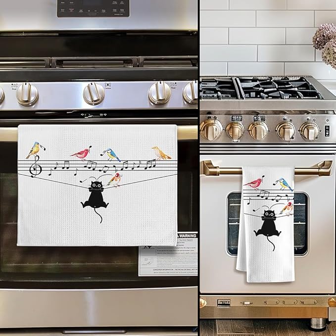 Cat Dish Towels,Cat Kitchen Towels,Cat Towels,Fun Kitchen Towels,Cat Hand Towel,Dish Towels for Kitchen Decorative,Black Cat Gifts,Cat Kitchen Accessories,Cat Lady Gifts,Gifts for Cat Lovers for Women