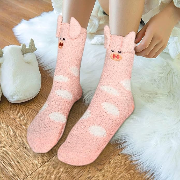 Benefeet Sox Cute Fuzzy Socks for Women Girls Fluffy Warm Cozy Novelty Slipper Socks Funny Animal Plush Sleeping Socks