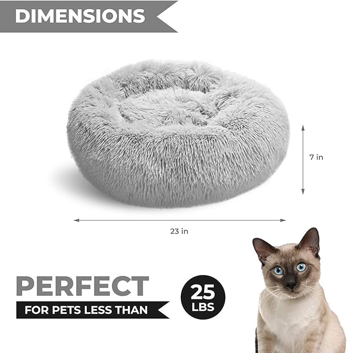 Whiskers & Friends Cat Bed, Cat Beds for Indoor Cats Washable, Small Dog Bed Calming Pet Bed, Cat Beds & Furniture, Large Cat Bed, Kitty Kitten Bed