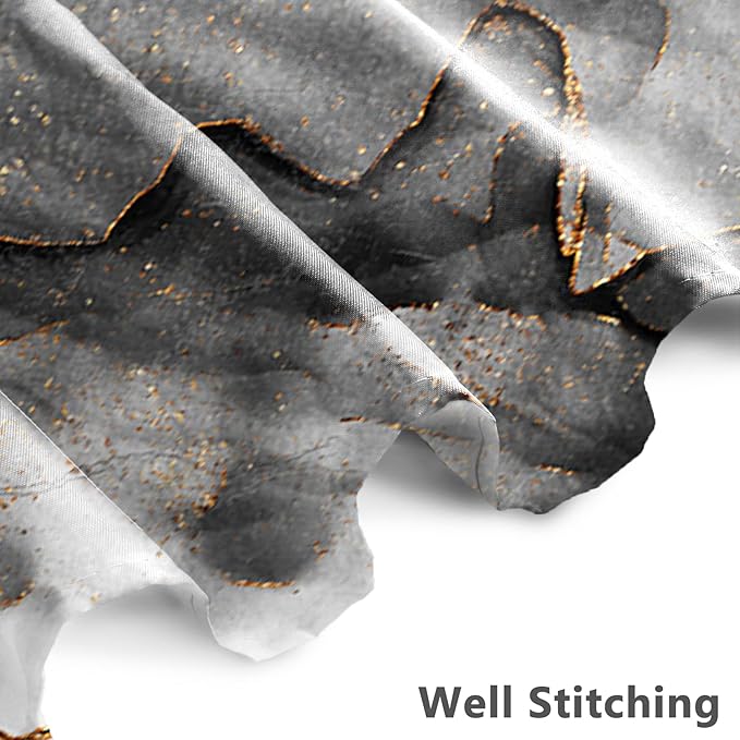 AWERT Dreamy Ink Art Black Glod Marble Shower Curtain for Bathroom Modern High Definition Printing Waterproof Shower Curtain with Hooks Bathroom Decor 72x78inch