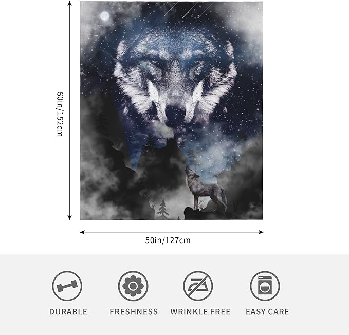 Wolf Soft Throw Blanket Flannel Fleece Blankets Warm Cozy Lightweight Fuzzy Blanket for Bed Sofa Couch Home Decor 60"X50"