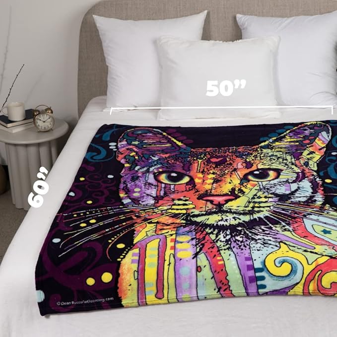 Dawhud Direct Dean Russo Confident Cat Fleece Blanket - 50x60-Inch Soft Plush Throw for Bed, Couch, or Travel - Cozy Cat Blanket for Women, Men, and Kids - Thoughtful Gift for Cat Lovers