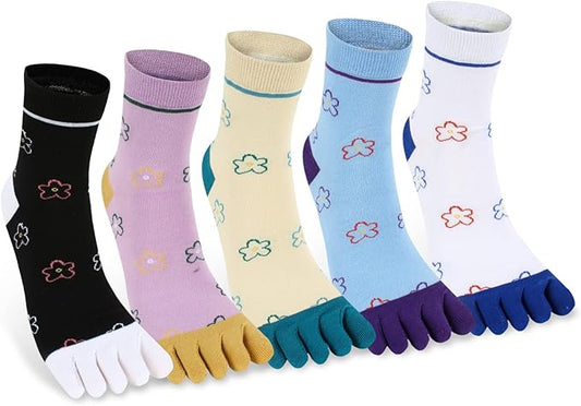 Benefeet Sox Toe Socks Women Men Cute Cat Five Finger Socks for Girls Colorful Cotton Ankle Athletic Running Socks with Toes