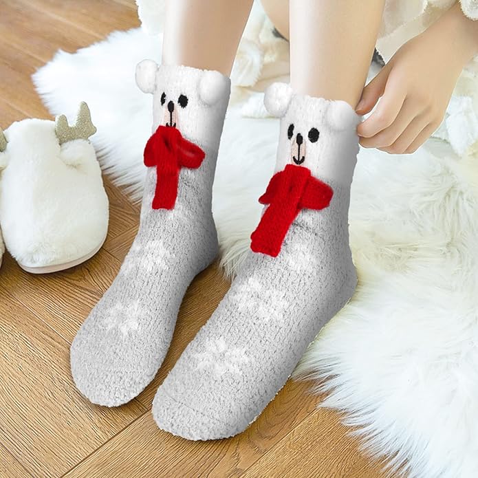 Benefeet Sox Cute Fuzzy Socks for Women Girls Fluffy Warm Cozy Novelty Slipper Socks Funny Animal Plush Sleeping Socks