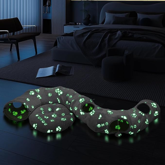 Interactive Cat Toys with Cat Tunnel Bed, Bite Resistant Catnip Toy, Feather Toys, Catnip Balls and Fish, Cat Toys for Indoor Cats, A Birthday Gift for Cats