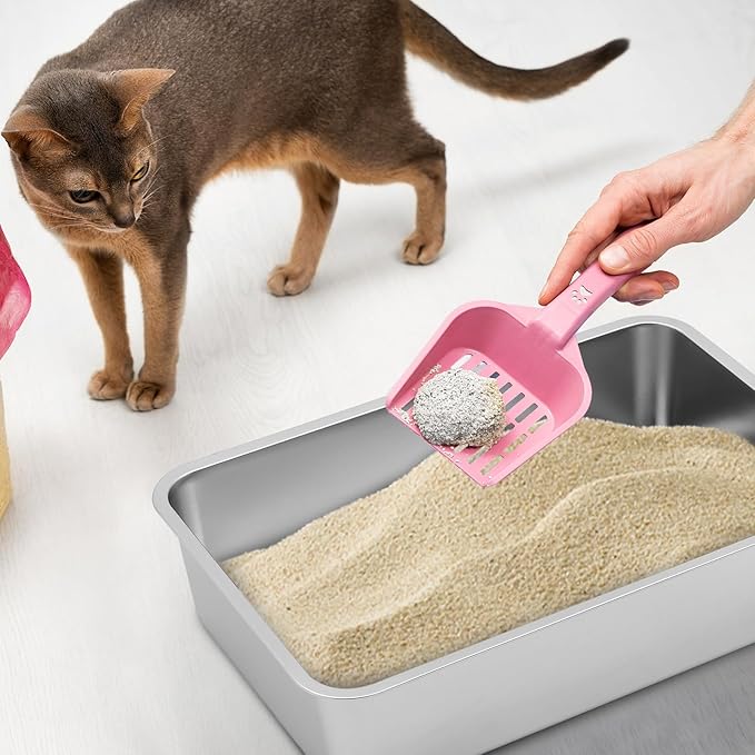 10 Packs Stainless Steel Litter Box for Cat Extra Large Metal Litter Box Non Stick Litter Pan with High Sides Never Absorbs Odor, Rustproof, Easy to Clean for Cat Dog (23.5 x 15.5 x 6 Inch)
