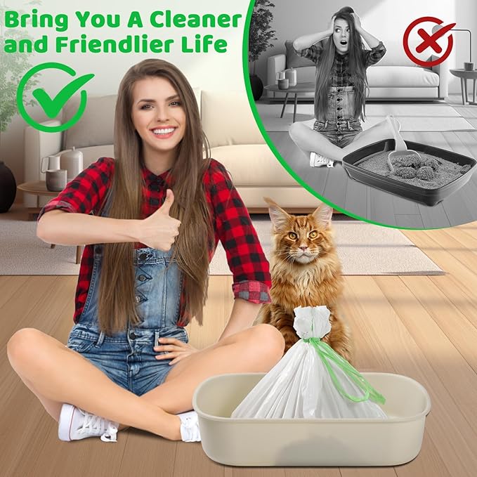 30 Litter Box Liners Giant Jumbo 3MIL Cat Litter Bags Tear Resistant Litter Liners Heavy Duty Cat Pan Liners Extra Large Kitty Litter Box Bag XXL Disposable Cat Supplies for Easy Cleanup 45" x 18"