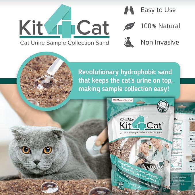 2lb Hydrophobic Cat Litter for Urine Collection, Hydrophobic Sand Urine Collection Litter Kit I Collect cat Urine Sample for Test (3 x 11oz Bags)