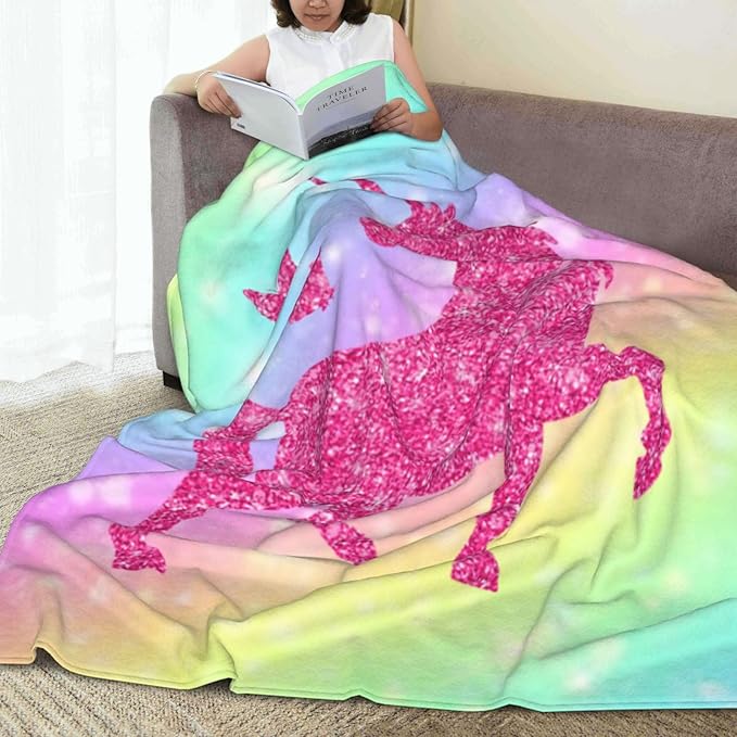 Ultra-Soft Microfiber Throw Blanket 330 GSM Fuzzy Fleece Blanket for Adults Kids Gift Couch, Sofa, Bed Unicorn Butterfly 50"x40"