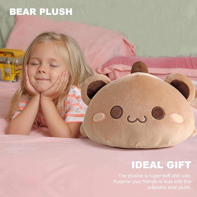 Onsoyours Cute Bear Plush Toy Stuffed Animal Bear Soft Anime Plush Pillow for Kids (Brown Bear, 12")