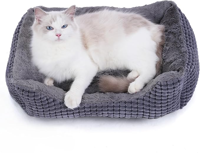 MARUNDA Self Warming Cat Bed,Super Soft Dog Bed Crate Bed Blanket, Self Heating Cat Pad, Thermal Cat and Dog Warming Bed Mat. (Grey, 19.6" X 15.8 ")