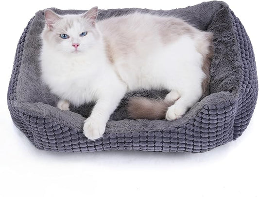 MARUNDA Self Warming Cat Bed,Super Soft Dog Bed Crate Bed Blanket, Self Heating Cat Pad, Thermal Cat and Dog Warming Bed Mat. (Grey, 19.6" X 15.8 ")