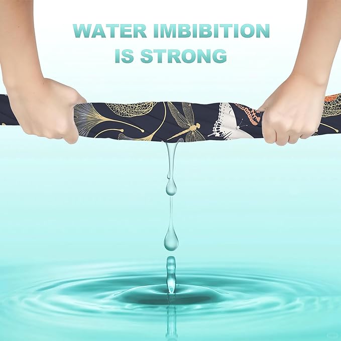 Ginkgo Leaves Hand Towels Set of 2 - Vintage Floral Fingertip Polyester Cotton Soft Bath Towels for Bathroom, Kitchen, Hotel, Spa - 14"X28"