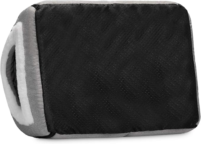 Hollypet Linen Cat Bed, Self-Warming 2 in 1 Foldable Cave House Animal Shape Nest Pet Sleeping Bed, Gray