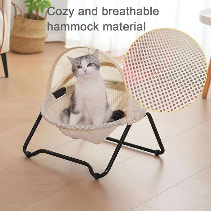 Cat Bed, Cat Hammock, Free-Standing Elevated Pet Hammock Bed, Small Dog Bed with Removable Washable Mesh, for Sleeping Pets up to 20 lb, Couch for Indoors (Yellow)