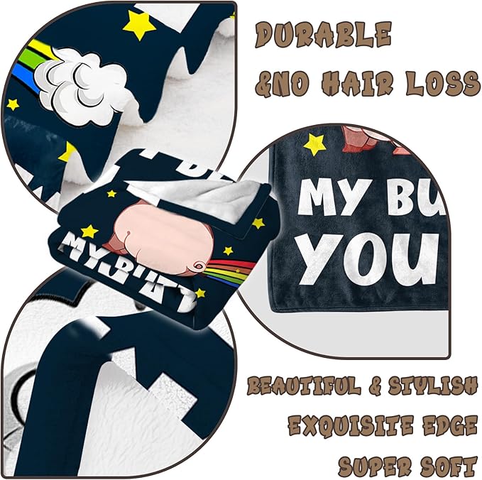 Pink Pig Throw Blanket 50"x60", I Didn't Fart My Butt Blew You a Kiss Funny Piggy Gifts, Cool Pigs in a Blanket for Pig Lovers, Piggy Birthday Party Decorations for Kids Boys Girls Women