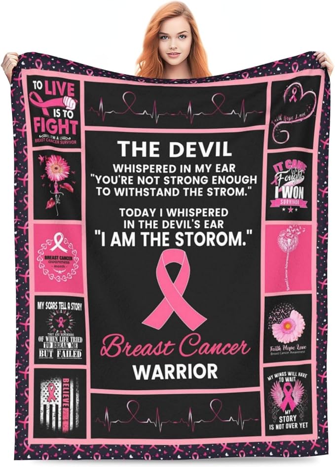 Breast Cancer Blanket Breast Cancer Awareness Throw Blanket Ultra Soft Cozy Fuzzy Plush Fleece Butterfly Blanket Breast Cancer Gifts for October Girls Friends Women After Surgery 40"X50"