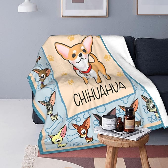 Chihuahua Blanket Chihuahua Decor Throw Blanket Super Warm Soft Plush Lightweight Fleece Flannel Winter Gifts for Girls Baby Kids Women Boys Adults Couch Bedding 40"X50"