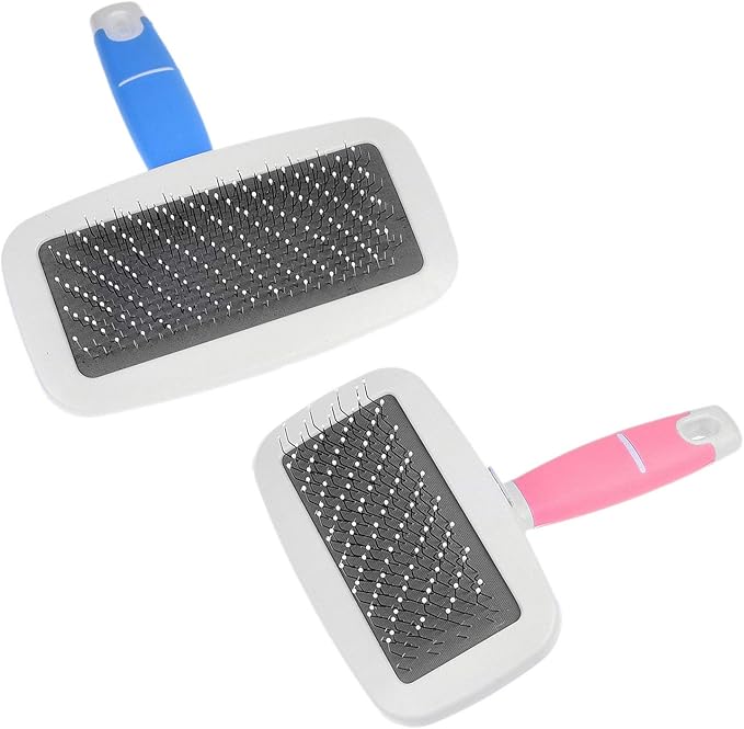 Slicker Brush and Nail Clippers for Dogs, Cats and Other Pets - Essential Animal Grooming/Claw Care Tools - Ideal Trimmers to Clip Thick Nails (Pet Hair brush - Small & Large Brush)