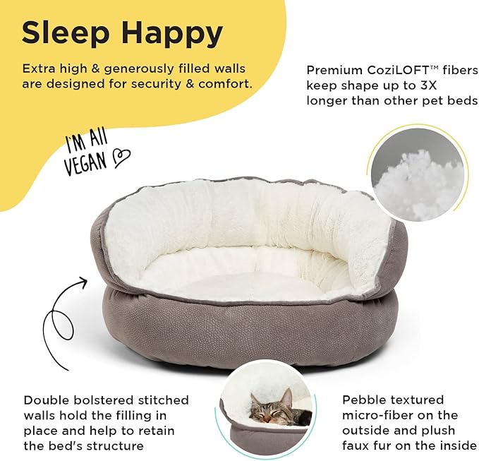 Best Friends by Sheri Mini Pet Throne High Bolster Orthopedic Relief Cat and Dog Bed Gray Mini