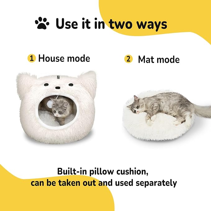 CATISM Cat Bed, Cat Beds for Indoor Cats, Cat Cave, Cat Cave for Indoor Cats, Cat Bed Cave, Large Cat Beds, Cozy Hooded Cat Bed with Soft Cushion, Removable Washable Cat Beds