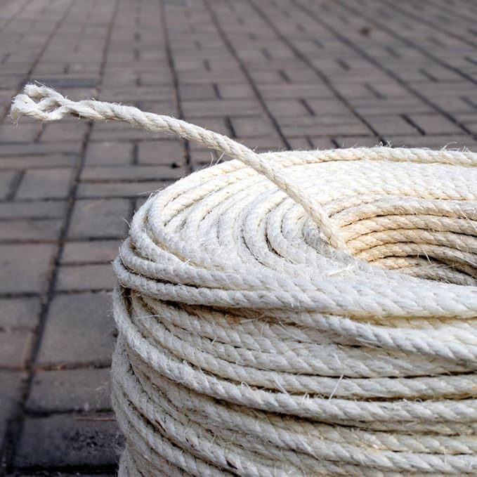 PET SHOW 1/4 inch 6mm Cats Sisal Rope 164 Feet(50M) Cat Scratching Post Replacement Hemp Rope for Repairing Recovering DIY Scratcher Twine String for Kittens Tree Tower Toys