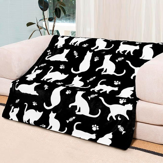 Cute Cat Blanket, Warm and Plush Throw, Great Gifts for Adults Kids and Women, 50x60 Inches