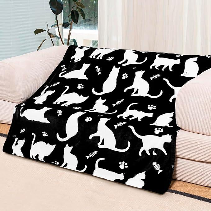 Cute Cat Blanket, Warm and Plush Throw, Great Gifts for Adults Kids and Women, 60x80 Inches
