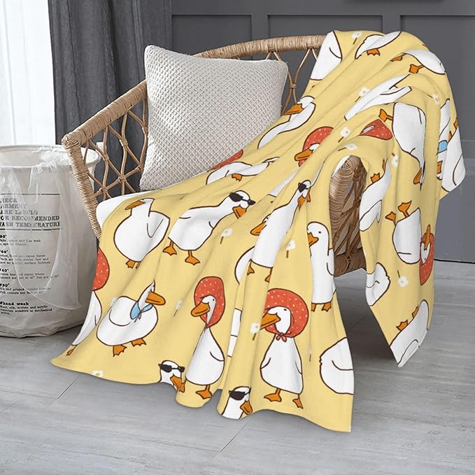 Kids Cute Ducks Print Blanket Throw 60"x50", Cozy Lightweight Plush Flannel Blanket, Soft Warm Decorative for Kids Women