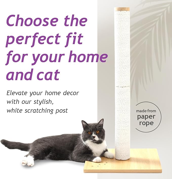 Necoichi 31.5” Tall Cat Scratching Post Kitten Scratcher Paper Rope Scratch Posts Trees with Hanging for Indoor Cats (31.5 inches for Adult Cats, Large, Oak)