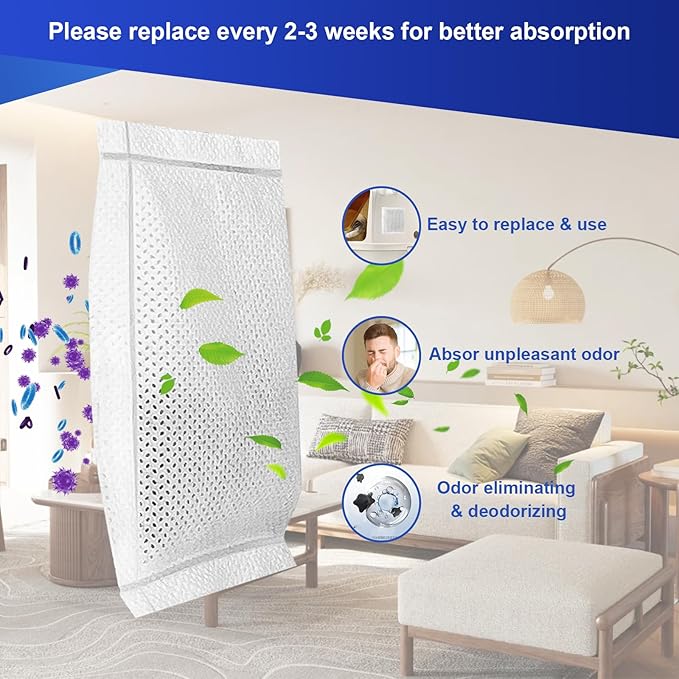 12PCS Cat Litter Deodorizer, Cat Litter Odor Eliminator with Double-sided Tape Compatible with Litter-Robot 3, Litter-Robot 4 and Traditional Cat Litter Box for Absorbing Odors Keep Air Fresh