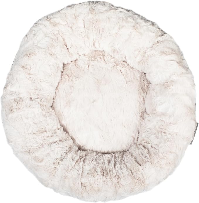 Fringe Studio Beans Charcoal Small Circle Pet Bed 18"- Poly Filled with Faux Fur Interior - Machine Washable