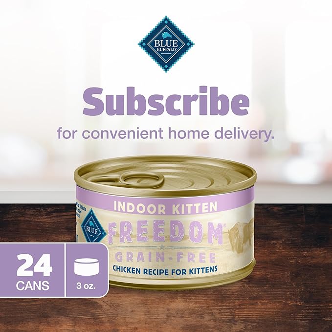 Blue Buffalo Freedom Grain-Free Kitten Wet Cat Food, Complete & Balanced Nutrition for Kittens, Made with Natural Ingredients, Chicken Recipe, 3-oz. Cans (24 Count)