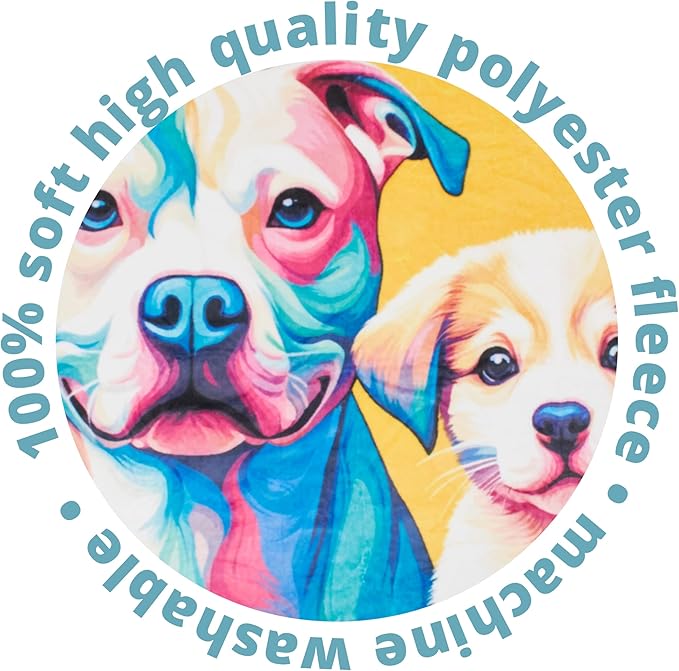 Dawhud Direct Pitbull Puppy Fleece Blanket - Soft Plush, Cozy Throw for Kids and Adults, Colorful Dog Blanket with Pitbull Puppy Print, Ideal for Beds, Couches, and Travel - 60 x 50 Inches, Yellow