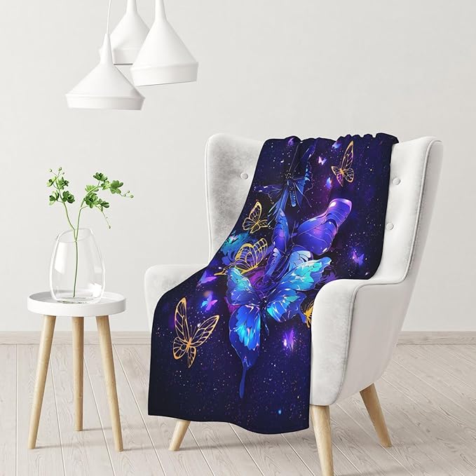 Butterfly Blanket Throw Blanket for Bed Soft Cozy Fluffy Couch Blankets Fleece Blanket Throw Gifts for Women Men Girls Boys 60"x50"