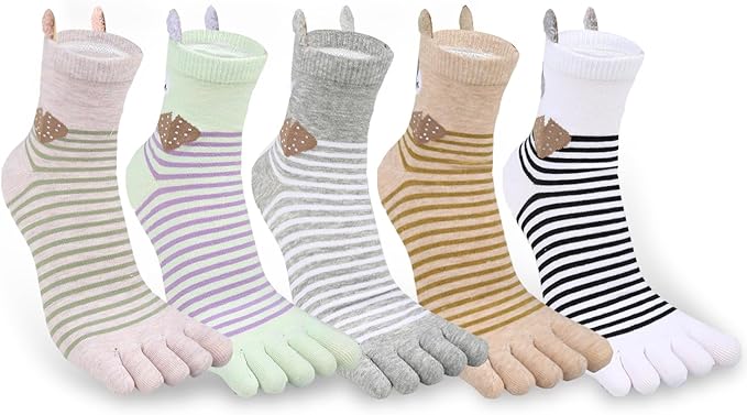 Benefeet Sox Funny Toe Socks Women Five Finger Socks Girls Cute Toe Seperated Cotton Socks Running Athletic Christmas Gifts