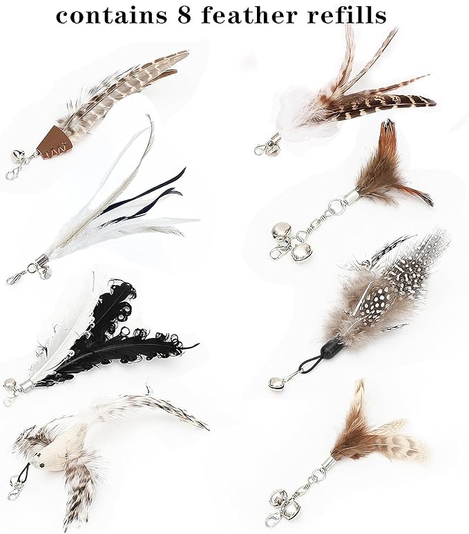 8 Pieces Cat Feather Toys Replacement Cat Toy Wand Refills Cat Toy Replacement Natural Bird Feathers for Cat Toys