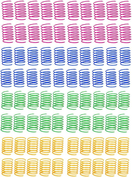 80 Pack Cat Spring Toys, Durable Plastic Coils for Indoor Active - Colorful 1 Inch Spirals Spring Fitness Play for Cat Kitten Pets (multicolor-80Pack)