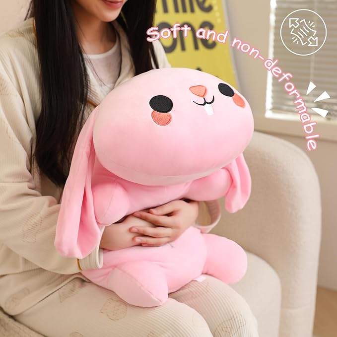 SQEQE Weighted Bunny Plush, Weighted Bunny Stuffed Animal, Cute Plushies Soft Pink Pillow Toy Gift for Kids Adults 23.6 Inch, 3.1 Lbs