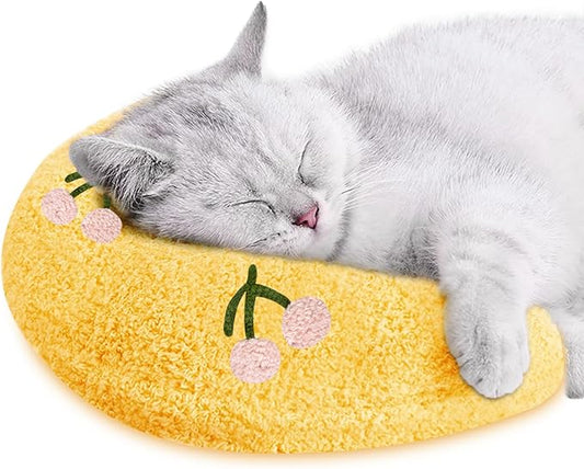 ucho Cats Kitten Pillow Cat Nap Plush, Puppy Purr Soothing Plush Cat Toy,Soft Fluffy Warming Pillow, Pet Calming Toy for Joint Relief Sleeping Improve Yellow