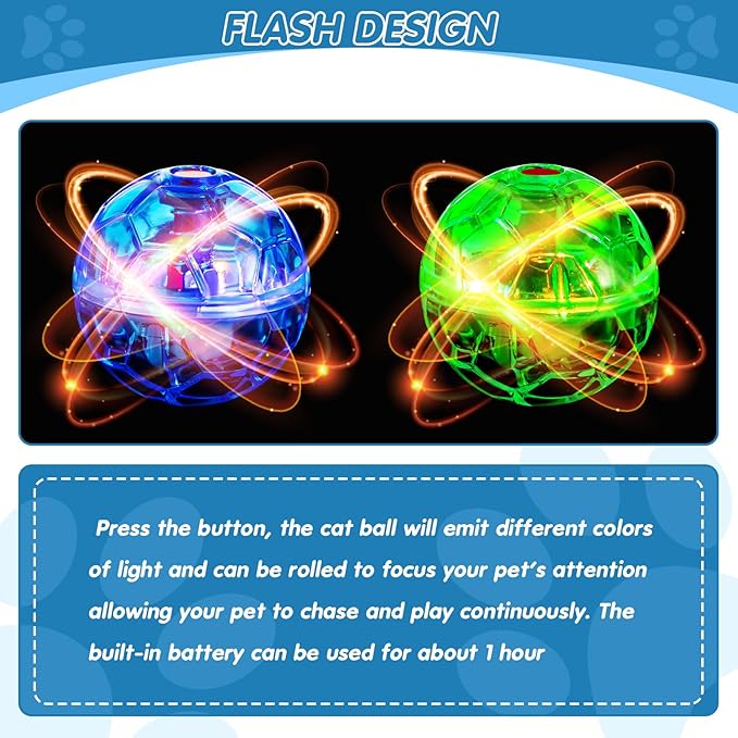 Sratte 6 Pieces Ghost Hunting Cat Ball Activated Cat Toy Ball Motion LED Light Cat Balls Motion Cat Dog Interactive Toys Pet Glowing Mini Running Exercise Ball Toys for Animals Activity (Colorful)
