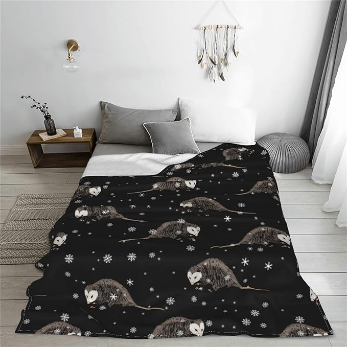 Opossum Throw Blanket Soft Cozy Plush Warm Fleece Blanket for Sofa Couch Bed 80"X60"