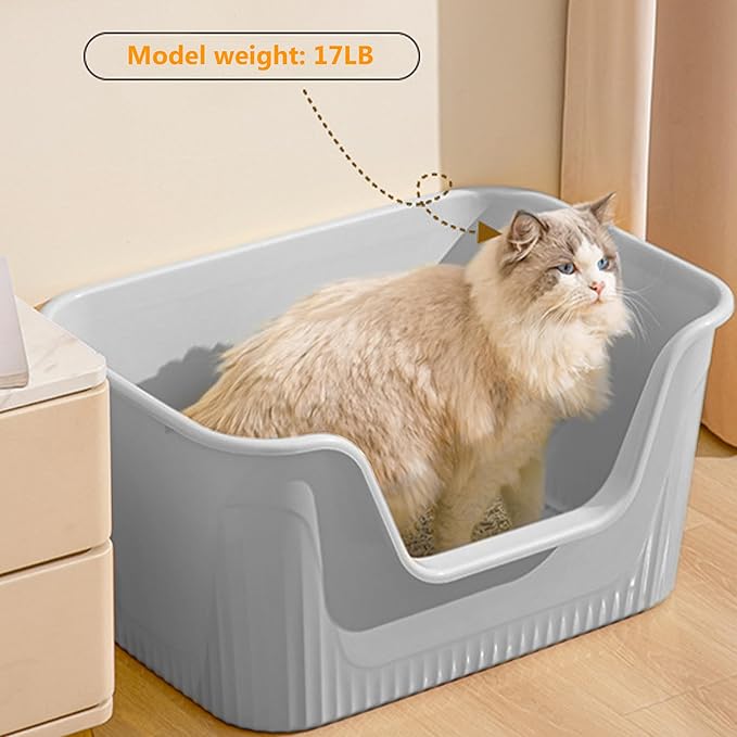 2 Pack XL Extra Large Cat Litter Box 25.2″L×17.7″W×13″H Anti-Splashing High Side Jumbo Litter Boxes for Big Multi Cats Dogs