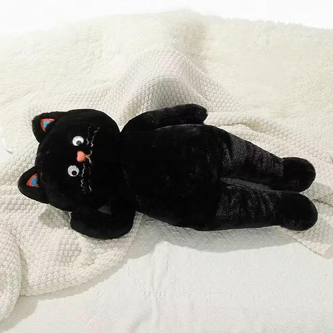 Cuddly Cat Stuffed Animal Toy, Soft Huggable Plush Pillow for Boys Girls Kids Girlfriend Ideal Valentines Day Gifts (Black,31 inch)