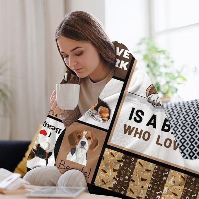 Beagles Dog Print Blanket Best Dog Pet Animal Throw Blankets for Couch Sofa Stuff Decor Gifts Lightweight Soft Cozy Fleece Plush Warm Flannel Bedding for Lover Man Woman Teen Adults 50"x60"